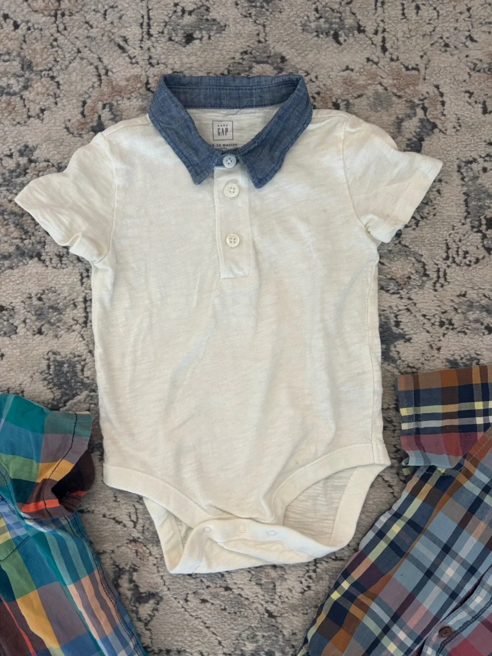 Baby GAP Plaid Collared Onesies in Green & Blue Tones